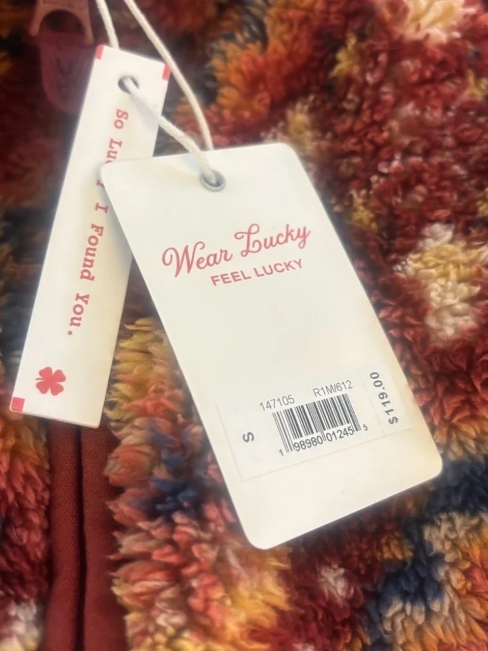 NWT Lucky Brand Sherpa Fleece Vest Boho Aztec Ikat Print Burgundy Size S $119 - Picture 3 of 3